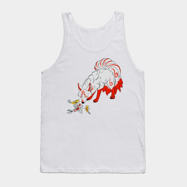 Kitsune and Koi Tank Top by ZackLoupArt